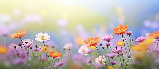 Obraz premium Blurry images showcasing beautiful flowers, fresh plants, and blooming flowers with copy space image.