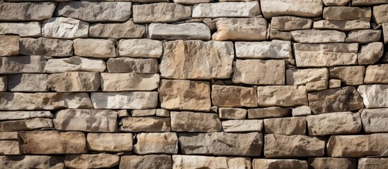 Fototapeta premium Stone wall serves as the backdrop for a copy space image.