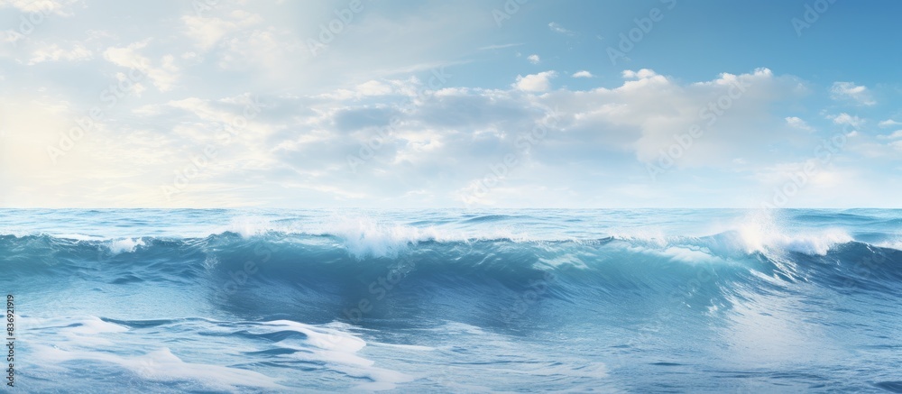 Aufkleber Scenic ocean panorama with waves crashing into the shore, creating a mesmerizing copy space image.