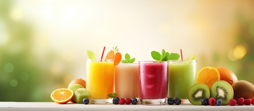 Fresh and healthy drinks with a genjer theme and appealing copy space image.