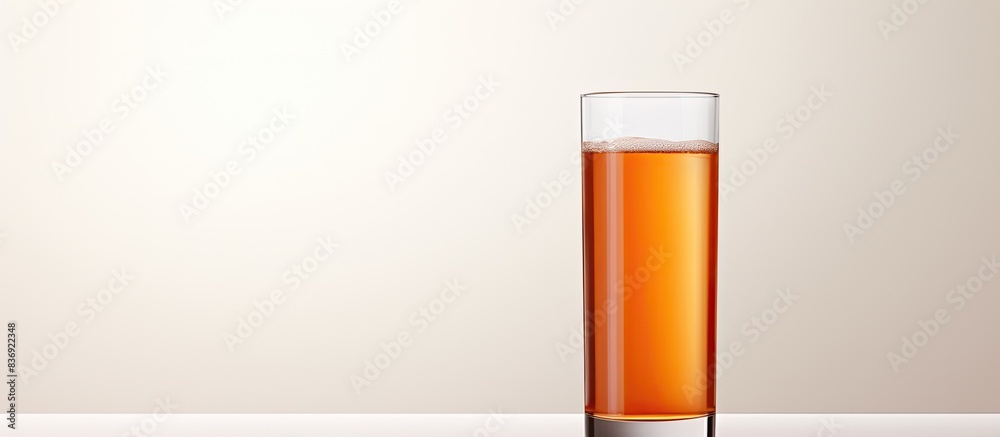 Poster A tall glass filled with apple juice, with a blank space for adding text or images known as a copy space image.