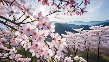 Obraz premium Spring's Splendor: Cherry Blossoms in Full Bloom