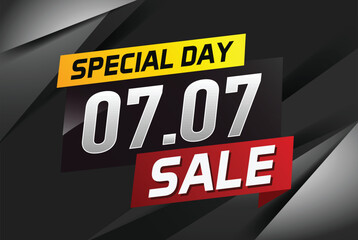 7.7 Special day sale word concept vector illustration with ribbon and 3d style for use landing page, template, ui, web, mobile app, poster, banner, flyer, background, gift card, coupon

