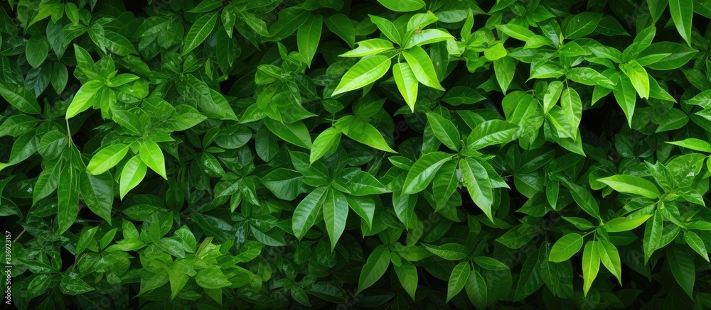 Poster lush green foliage provides a natural backdrop with copy space image for text or graphics.