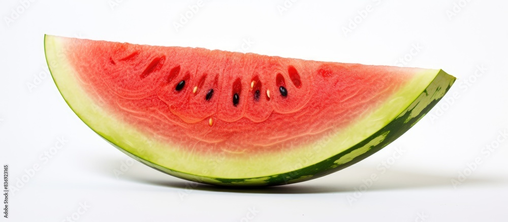 Poster Watermelon slice on a white background with copy space image available.