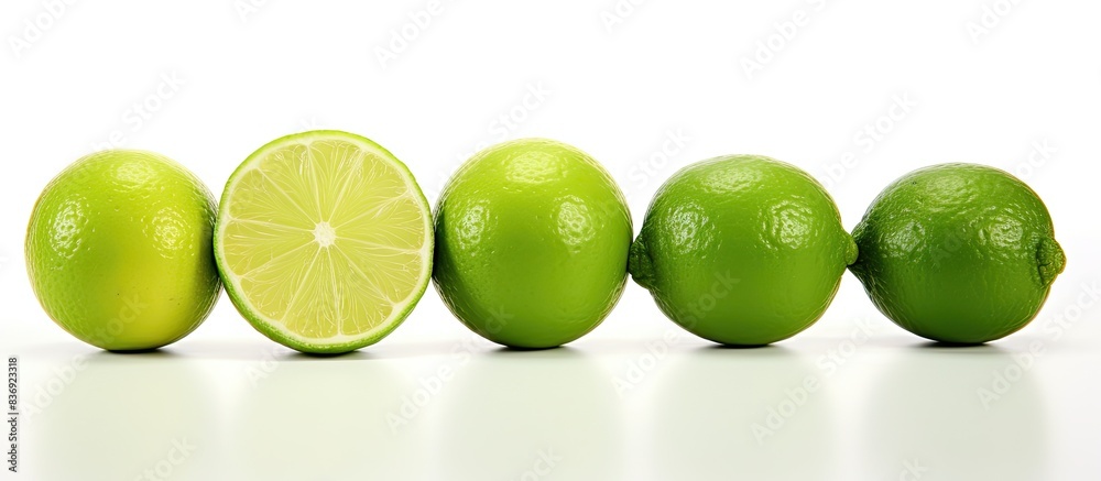 Aufkleber Fresh lime and dried lime displayed on a white background with copy space image.