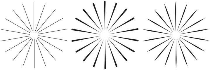 Sunburst element. Radial stripes background. Sunburst icon collection. Retro sunburst design. Vector illustration. Abstract line circle vector background.
