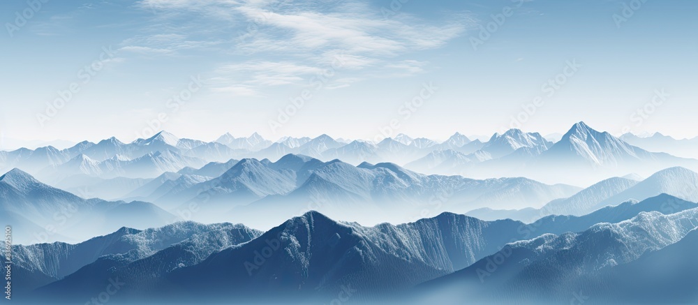 Poster Scenic mountains with clouds, creating a picturesque view with copy space image.