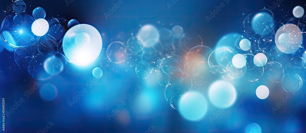Poster Abstract blue circular with bokeh light background, perfect for copy space image.