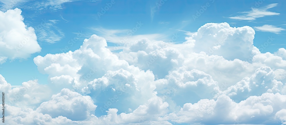 Poster Fresh clouds fill the sky, providing a refreshing backdrop for the scene with ample copy space image.