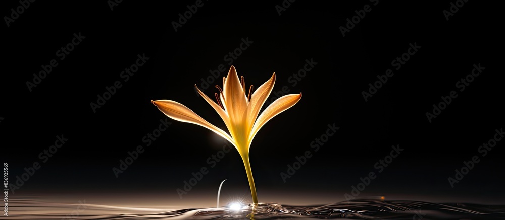 Aufkleber Square format image featuring a glowing brown lily sprout with radial pattern, ideal for copy space.