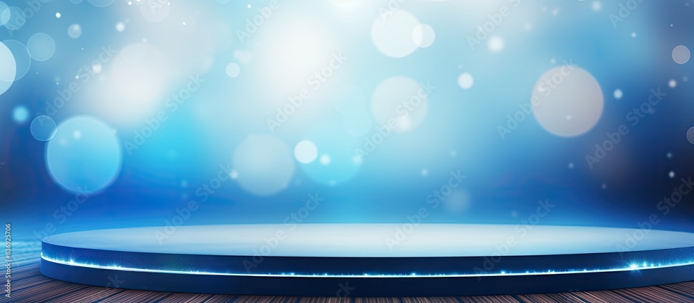 Poster abstract blue circular with bokeh light background, perfect for copy space image.
