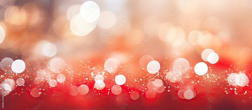 Poster natural bokeh background with red and white hues, ideal for copy space image.