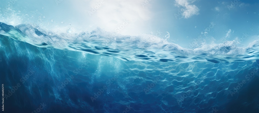 Poster Close up view of an underwater sea wave with space for text or graphics in the image.