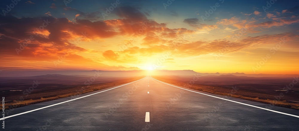 Poster Sunset Highway with a breathtaking view and room for a copy space image.