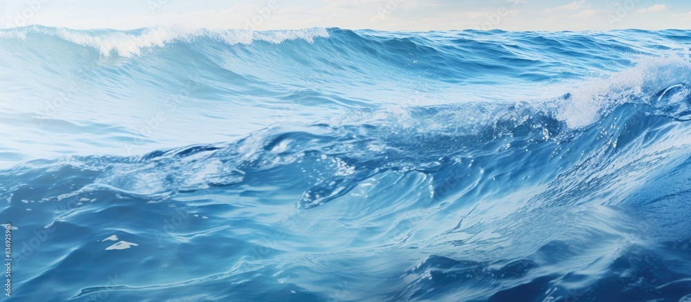 Poster an ocean water background with a sea wave and copy space image.