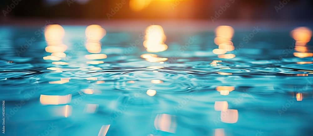 Poster pool with blurred lights creating a bokeh effect, great for copy space image.