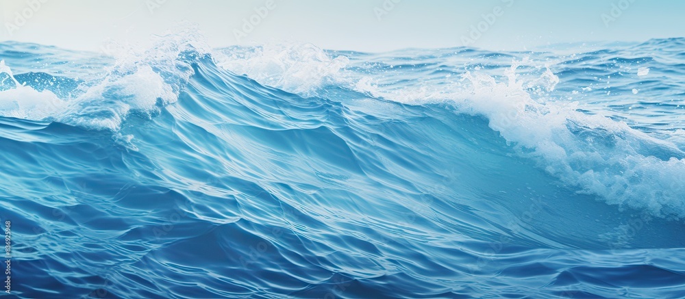Poster an ocean water background with a sea wave and copy space image.