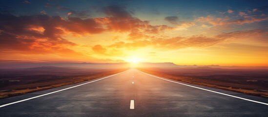 Obraz premium Sunset Highway with a breathtaking view and room for a copy space image.