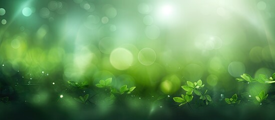 Obraz premium Abstract natural green lights with sun rays creating a bokeh effect in the background of the copy space image.