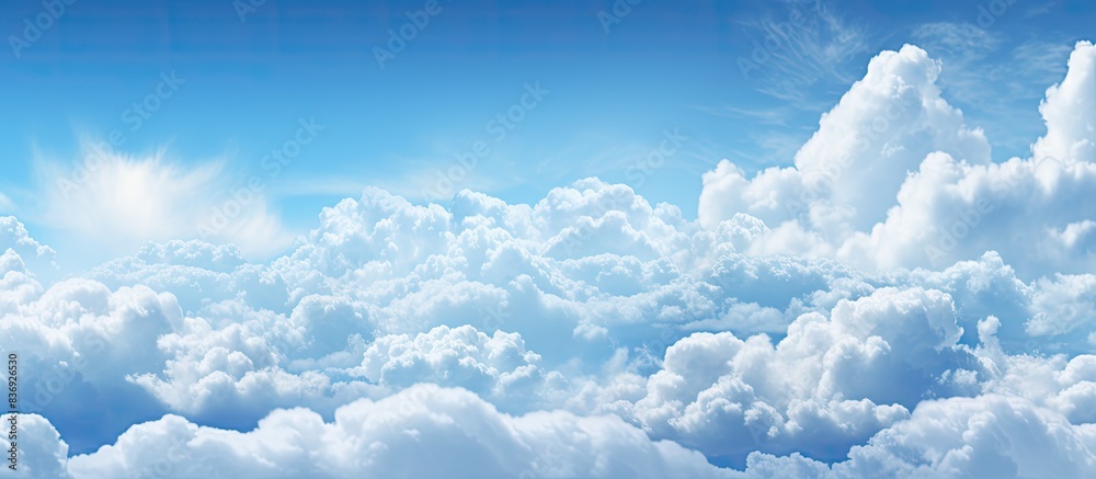 Poster Fresh clouds fill the sky, providing a refreshing backdrop for the scene with ample copy space image.