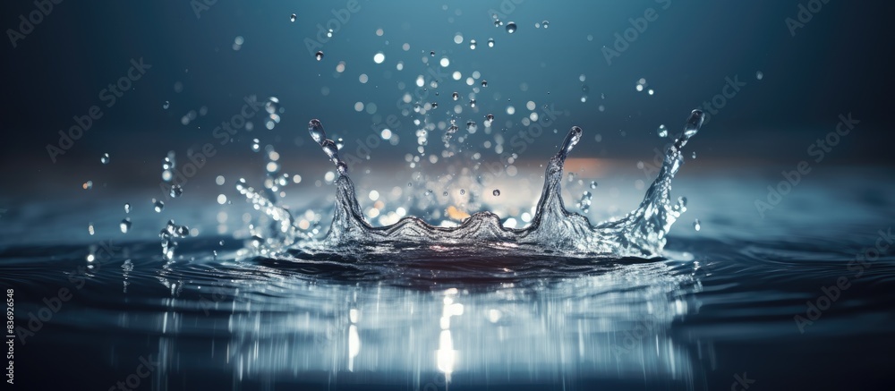 Aufkleber Water droplets splashing from the fountain, creating a vibrant and refreshing scene in the copy space image.