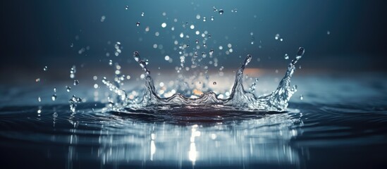 Water droplets splashing from the fountain, creating a vibrant and refreshing scene in the copy space image.