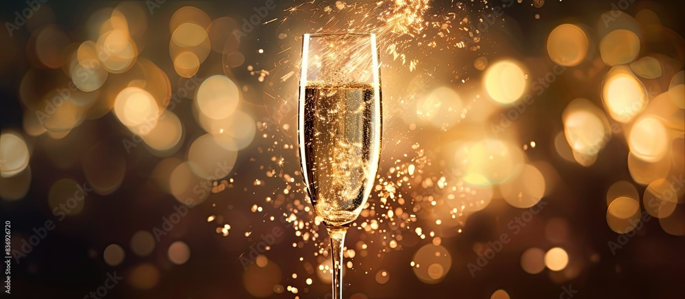Poster glass filled with sparkling sparklers, creates a dazzling effect in a copy space image.