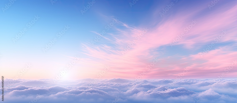 Poster dawn's sky, offering a tranquil view with soft hues, perfect for a copy space image.