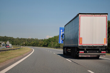 Semi-Trailer Truck On Highway Goods Shipping Logistics