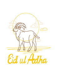 vector illustration. Muslim holiday Eid al-Adha. the sacrifice a ram or white and black sheep. graphic design decoration kurban bayrami. month lamb and a lamp.Translation from Arabic: Eid al-Adha