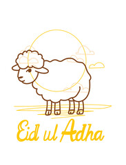 vector illustration. Muslim holiday Eid al-Adha. the sacrifice a ram or white and black sheep. graphic design decoration kurban bayrami. month lamb and a lamp.Translation from Arabic: Eid al-Adha