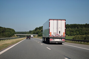 Semi-Trailer Truck On Highway Goods Shipping Logistics