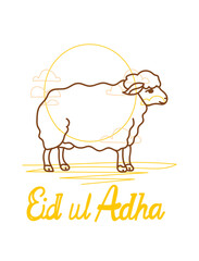 vector illustration. Muslim holiday Eid al-Adha. the sacrifice a ram or white and black sheep. graphic design decoration kurban bayrami. month lamb and a lamp.Translation from Arabic: Eid al-Adha