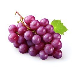 Fototapeta premium Realistic purple grape bouquet There are water droplets glistening on the white background. Used as a photo montage to accompany product advertisements