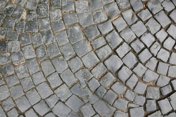  Old cobblestone pavement close-up.