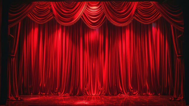 Magic theater stage with red curtain