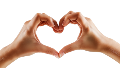 Hands Forming Heart Shape on Transparent Background
