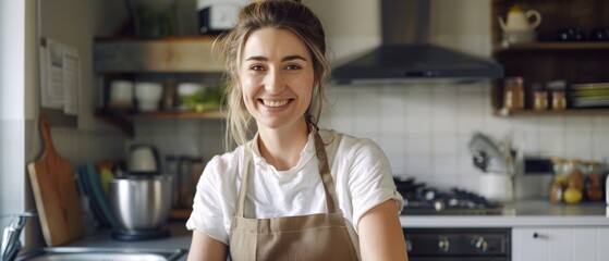 Smiling Chef in Modern Kitchen Environment.