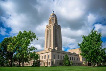 The Nebraska State Capitol in Lincoln, Lancaster County, USA