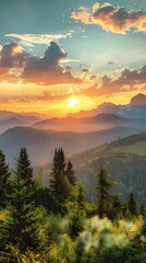 sunset over the mountains