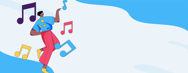 Fototapeta premium Music characters scene flat vector concept operation illustration 
