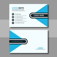 Clean Corporate Business Card Layout with blue  color. Modern unique creative business card. Business card for business and personal use. Vector illustration design, Print ready,