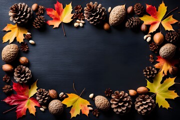 autumn leaves and acorns on white
