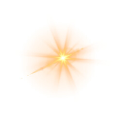 Yellow bright star and shimmering glare, transparent sunlight special lens flare light effect. Solar flare. Sun flash. Png.
