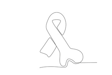 Single continuous line drawing of a Bone shape ribbon, World Osteoporosis Day concept. One line draw design vector illustration
