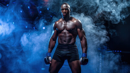 Heavyweight martial arts fighter on the ring