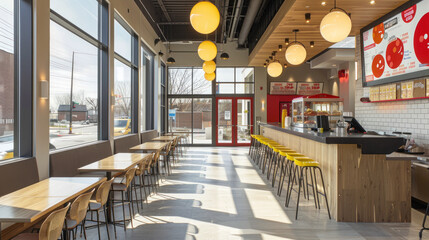 Modern fast food restaurant interior