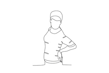 Single continuous line drawing of a Woman with osteoporosis disease, World Osteoporosis Day concept. One line draw design vector illustration
