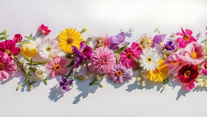 Spring flowers on the white background